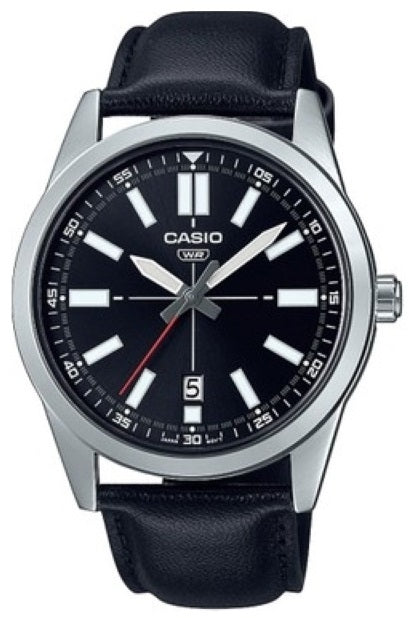 CASIO COLLECTION Mod. CASUAL DATE, LEATHER - BLACK MTP-VD02L-1EUDF Date - Armbanduhr 41 mm Schwarz