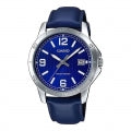 CASIO COLLECTION Mod. CASUAL DATE, LEATHER - BLUE MTP-V004L-2BUDF Date - Armbanduhr 41.5 mm Blau ansicht-2