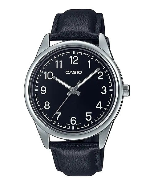CASIO COLLECTION Mod. CASUAL, LEATHER - BLACK MTP-V005L-1B4UDF Only Time - Armbanduhr 40 mm Schwarz