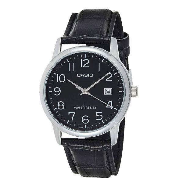 CASIO COLLECTION Mod. DATE, LEATHER - BLACK MTP-V002L-1BUDF Date - Armbanduhr 37 mm Schwarz