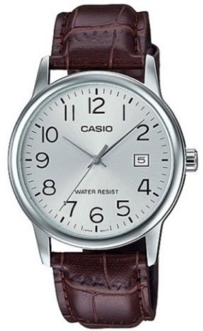 CASIO COLLECTION Mod. DATE, LEATHER - SILVER MTP-V002L-7B2UDF Date - Armbanduhr 37 mm Silber