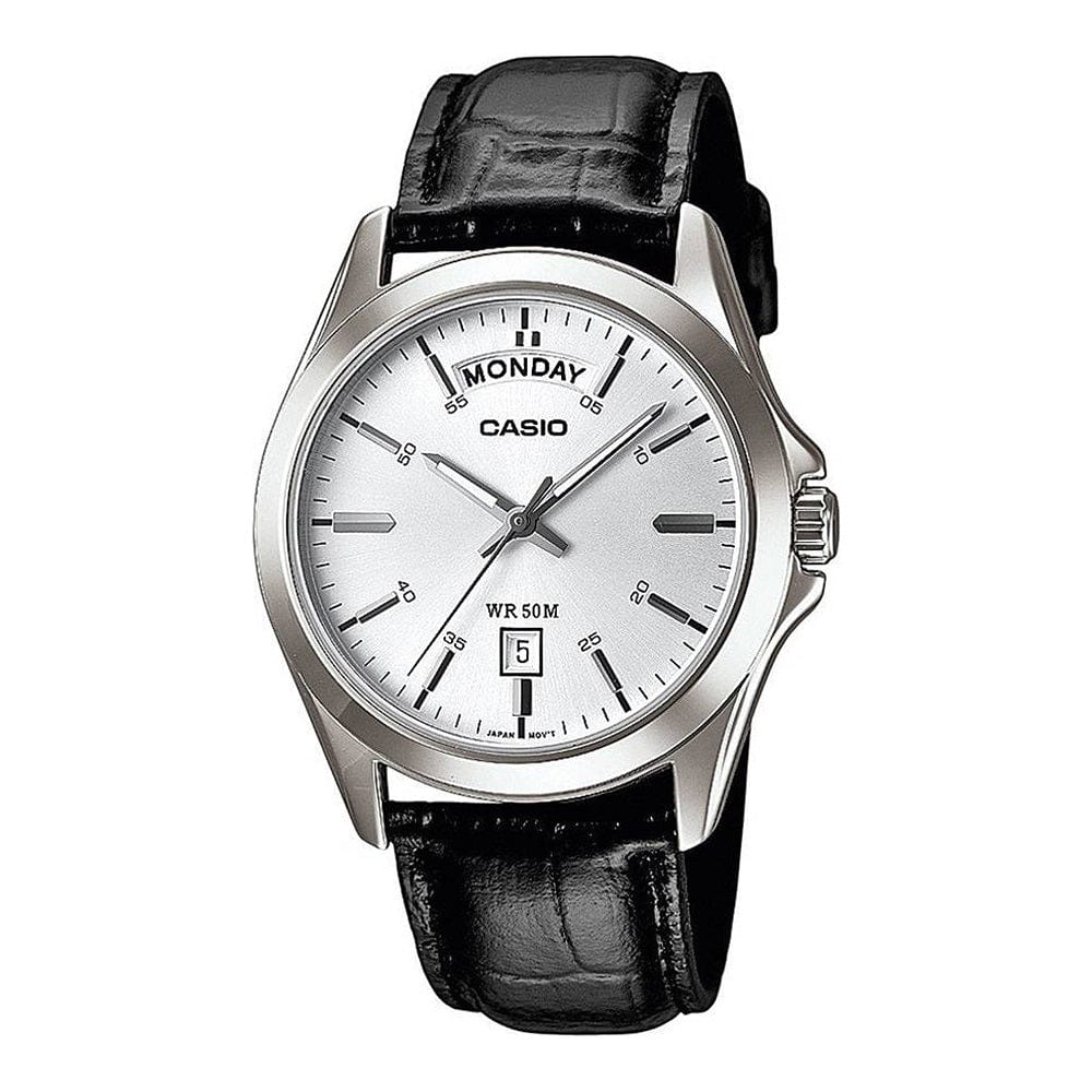 CASIO COLLECTION Mod. DAY DATE - LEATHER, WHITE MTP-1370L-7AVDF Day & Date - Armbanduhr 40 mm Weiss ansicht-2
