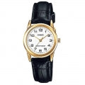 CASIO COLLECTION Mod. LADY 3H GOLD, LEATHER - WHITE LTP-V001GL-7BUDF Only Time - Armbanduhr 25 mm Gold ansicht-2