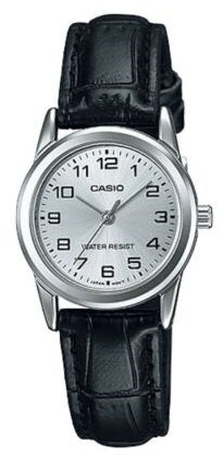CASIO COLLECTION Mod. LADY 3H, LEATHER - SILVER LTP-V001L-7BUDF Only Time - Armbanduhr 25 mm Silber