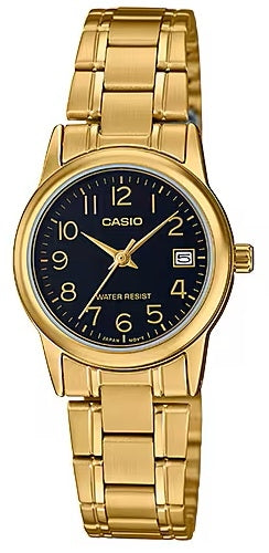 CASIO COLLECTION Mod. LADY DATE, GOLD - BLACK LTP-V002G-1BUDF Date - Armbanduhr 25 mm Schwarz