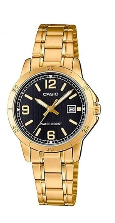 CASIO COLLECTION Mod. LADY DATE, GOLD - BLACK LTP-V004G-1BUDF Date - Armbanduhr 30 mm Schwarz