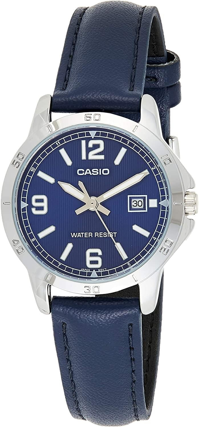 CASIO COLLECTION Mod. LADY DATE, LEATHER - BLUE LTP-V004L-2BUDF Date - Armbanduhr 35 mm Blau