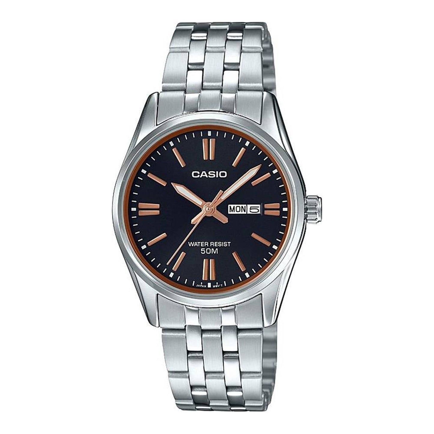CASIO COLLECTION Mod. LADY DAY & DATE - BLACK, BRONZE INDEXES LTP-1335D-1A2VDF Day & Date - Armbanduhr 30 mm Schwarz