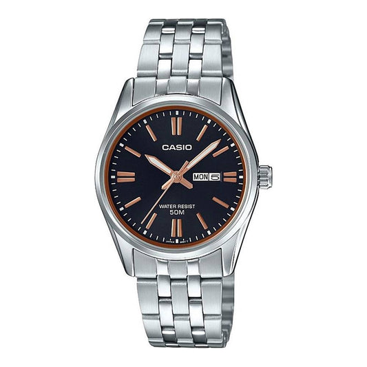 CASIO COLLECTION Mod. LADY DAY & DATE - BLACK, BRONZE INDEXES LTP-1335D-1A2VDF Day & Date - Armbanduhr 30 mm Schwarz