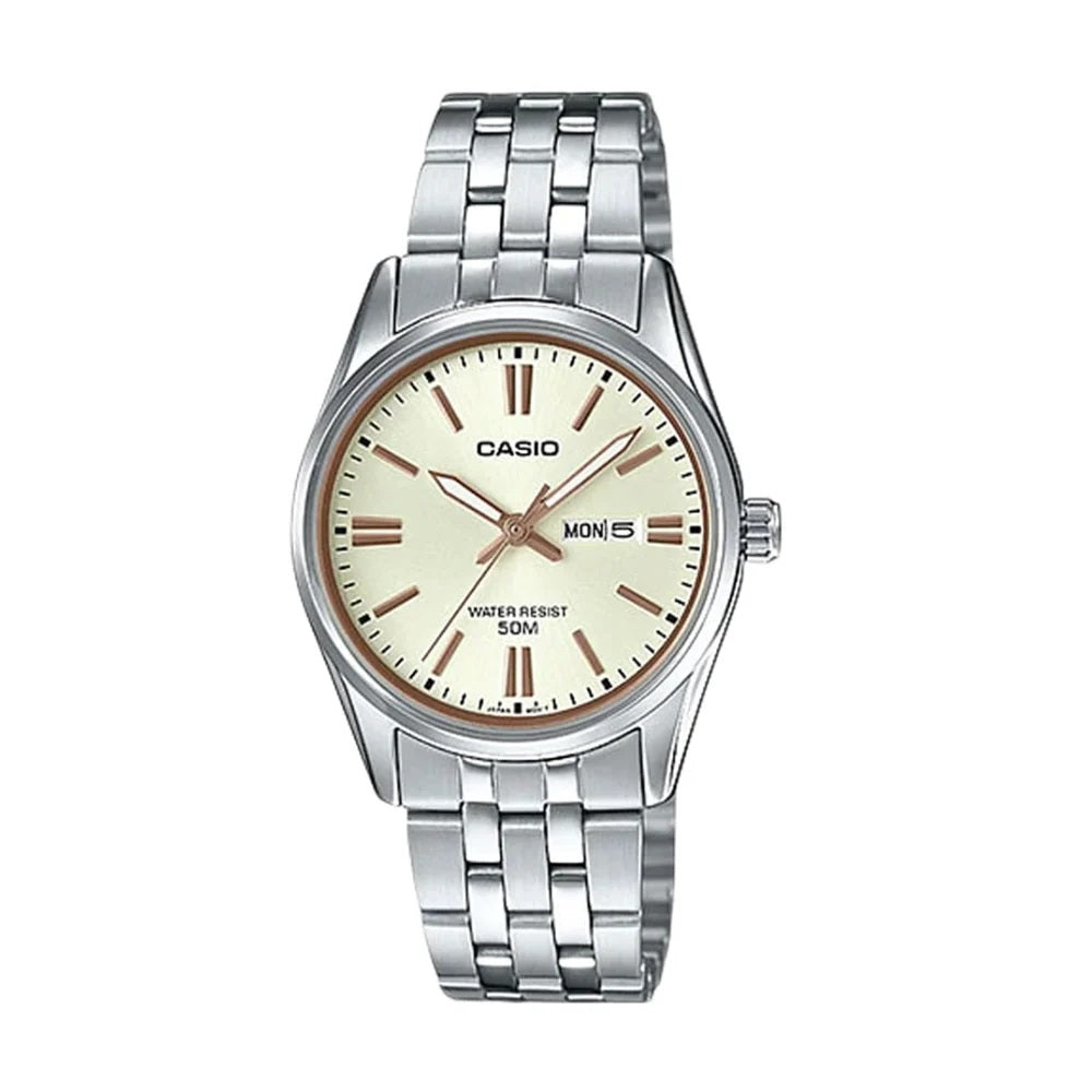 CASIO COLLECTION Mod. LADY DAY & DATE - CHAMPAGNE LTP-1335D-9AVDF Day & Date - Armbanduhr 30 mm