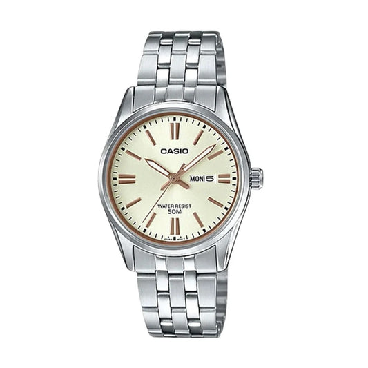 CASIO COLLECTION Mod. LADY DAY & DATE - CHAMPAGNE LTP-1335D-9AVDF Day & Date - Armbanduhr 30 mm