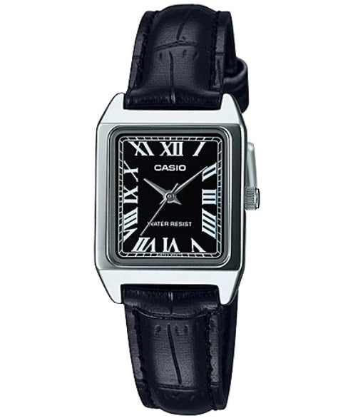 CASIO COLLECTION Mod. LADY TANK, ALLOY, LEATHER - BLACK LTP-V007L-1BUDF Only Time - Armbanduhr 22 mm Schwarz