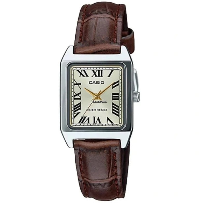CASIO COLLECTION Mod. LADY TANK, ALLOY, LEATHER - CHAMPAGNE LTP-V007L-9BUDF Only Time - Armbanduhr 22 mm