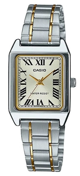 CASIO COLLECTION Mod. LADY TANK, ALLOY, SILVER&GOLD - CHAMPAGNE LTP-V007SG-9BUDF Only Time - Armbanduhr 22 mm Gold