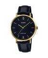 CASIO COLLECTION Mod. MINIMAL GOLD, LEATHER - BLACK LTP-VT01GL-1BUDF Only Time - Armbanduhr 34 mm Schwarz ansicht-2