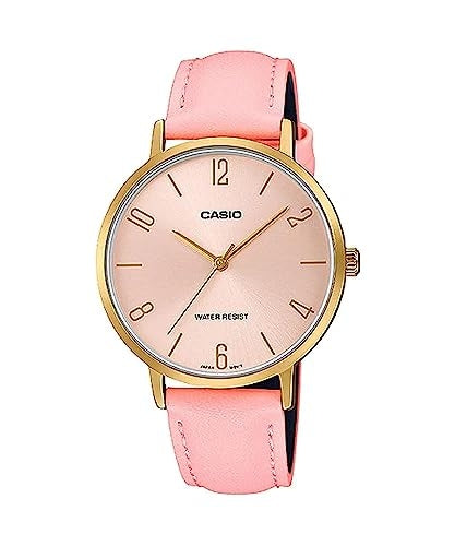 CASIO COLLECTION Mod. MINIMAL GOLD, LEATHER - PINK LTP-VT01GL-4BUDF Only Time - Armbanduhr 34 mm Gold