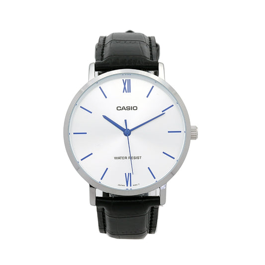 CASIO COLLECTION Mod. MINIMAL, LEATHER - BLACK MTP-VT01L-7B1UDF Only Time - Armbanduhr 40 mm Schwarz