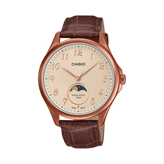 CASIO COLLECTION Mod. MOONPHASES - LEATHER, BRONZE MTP-M110RL-5AVER Moonphase - Armbanduhr 42.5 mm