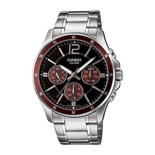 CASIO COLLECTION Mod. MULTIFUNCTION CALENDAR - BLACK & BORDEAUX MTP-1374D-5AVDF Multifunction - Armbanduhr 43.5 mm Schwarz