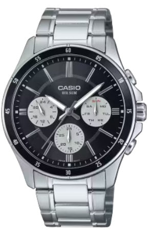 CASIO COLLECTION Mod. MULTIFUNCTION CALENDAR - BLACK & WHITE PANDA MTP-1374D-1A3VDF Day - Date - 24H - Armbanduhr 43.5 mm Schwarz