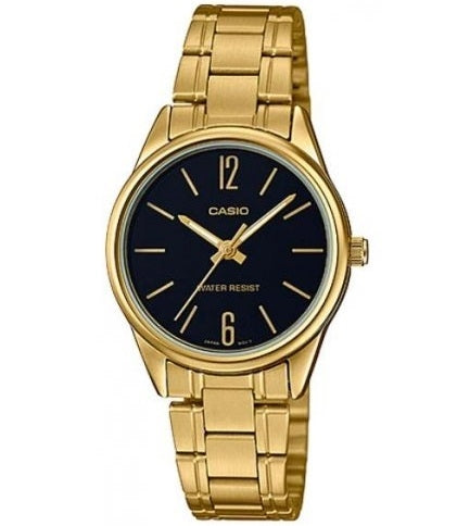 CASIO COLLECTION Mod. ONLY TIME LADY, GOLD - BLACK LTP-V005G-1BUDF Only Time - Armbanduhr 28 mm Schwarz