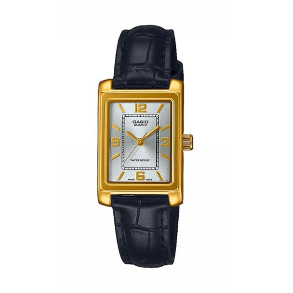 CASIO COLLECTION Mod. TANK, LEATHER - ARGENTEE LTP-1234PGL-7A2EF Only Time - Armbanduhr 21 mm
