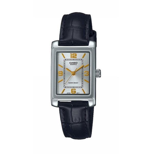 CASIO COLLECTION Mod. TANK, LEATHER - ARGENTEE LTP-1234PL-7A2EF Only Time - Armbanduhr 21 mm