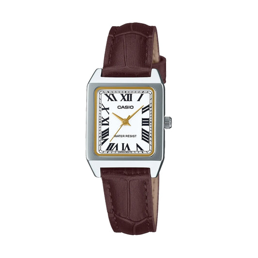 CASIO COLLECTION Mod. TANK, LEATHER - WHITE LTP-B150L-7B2EF Only Time - Armbanduhr 21 mm Weiss