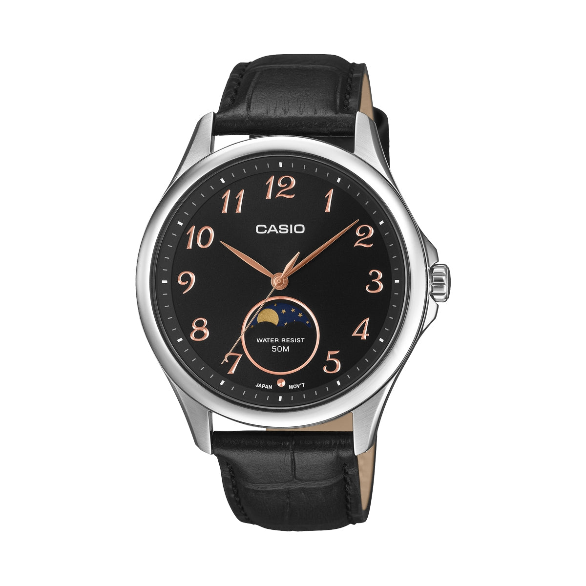 CASIO COLLECTION MOONPHASES - SILVER LEATHER MTP-M110L-1AVER Moonphase - Armbanduhr 42.5 mm Silber