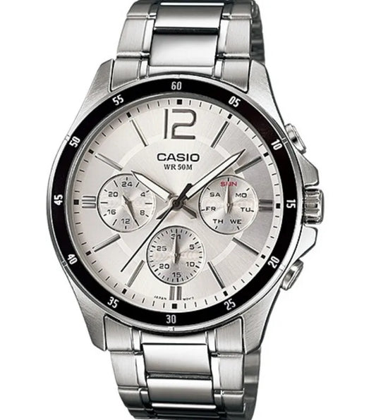 CASIO COLLECTION MULTIFUNCTION CALENDAR - SILVER MTP-1374D-7AVDF Chronograph Armbanduhr 43.5 mm Silber ansicht-2