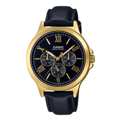 CASIO COLLECTION MULTIFUNCTION LEATHER - BLACK MTP-V300GL-1AUDF Day - Date - 24H - Armbanduhr 41.5 mm Schwarz