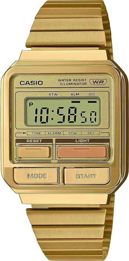 CASIO COLLECTION & VINTAGE A120WEG-9AEF Multifunktion Armbanduhr Gold 40 mm – Detailansicht