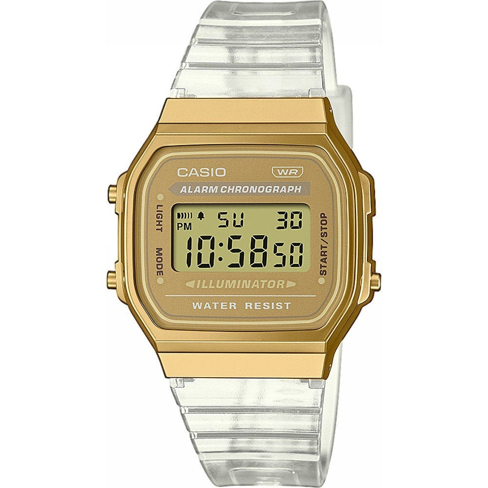CASIO COLLECTION & VINTAGE A168XESG-9AEF Multifunktion Armbanduhr 36 mm Gold – Detailansicht