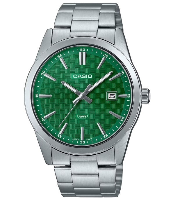 CASIO COLLECTION & VINTAGE DATE - CARBON LOOK - GREEN MTP-VD03D-3A1UDF Herren Armbanduhr 41 mm Grün – Produktansicht