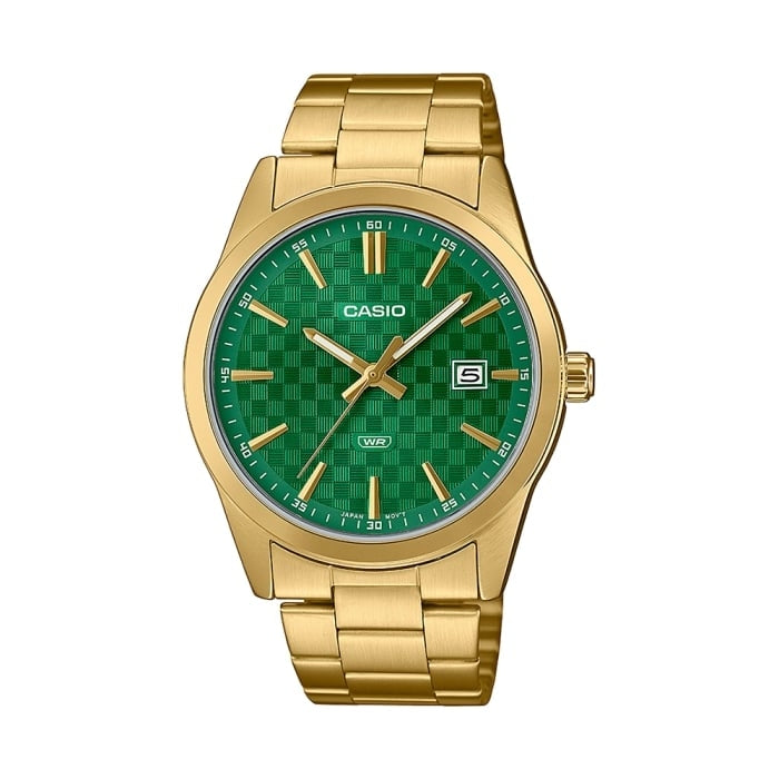 CASIO COLLECTION & VINTAGE Date Gold Carbon Look Grün Herren Armbanduhr 41 mm – Produktansicht