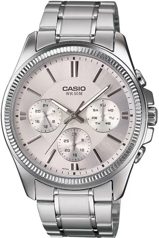 CASIO COLLECTION & VINTAGE DAY DATE MULTIFUNCTION - SILVER MTP-1375D-7AVDF Day - Date - 24H Armbanduhr 42 mm Silber