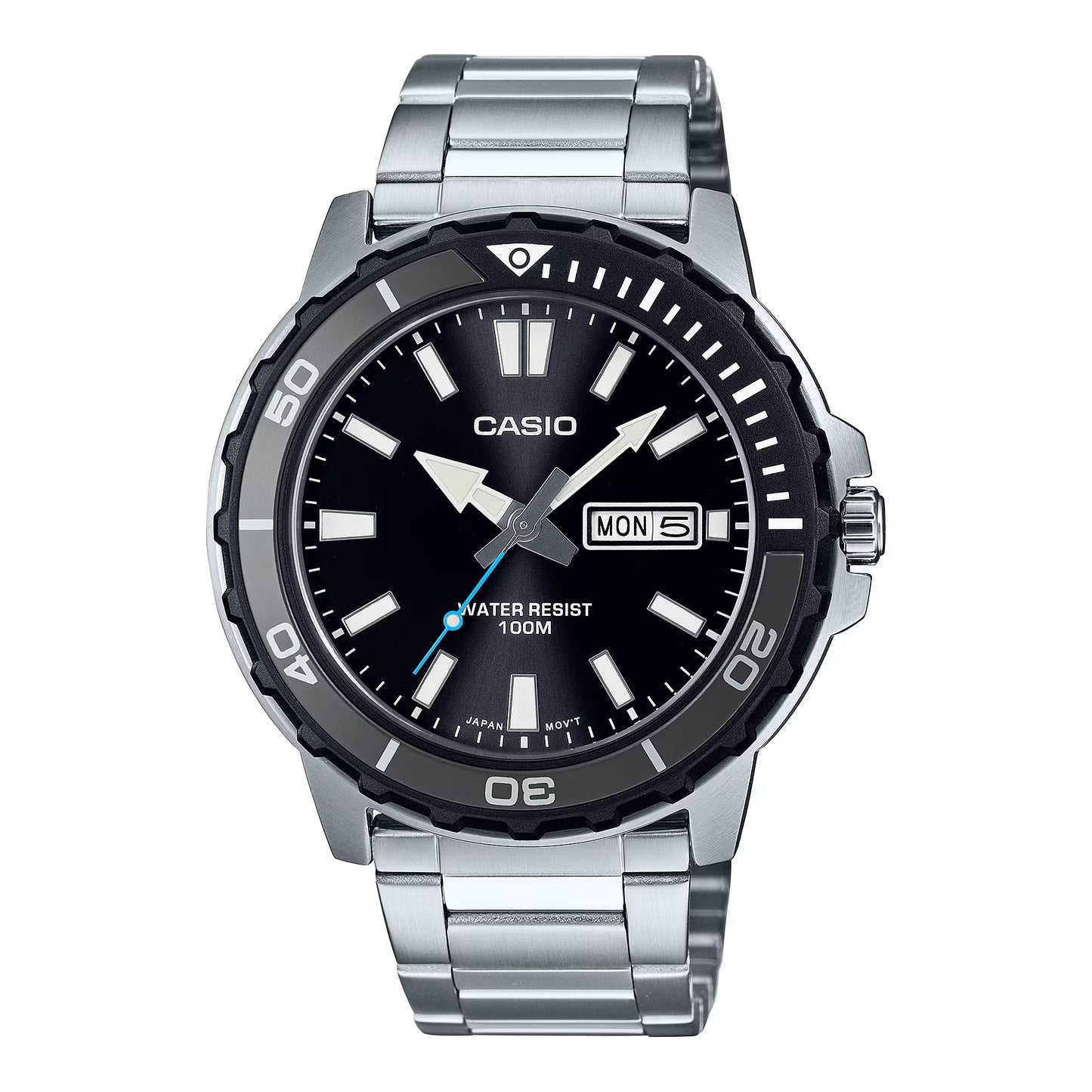 CASIO COLLECTION & VINTAGE DIVER 100M Herren Quarzuhr Schwarz 45.5 mm – Produktansicht