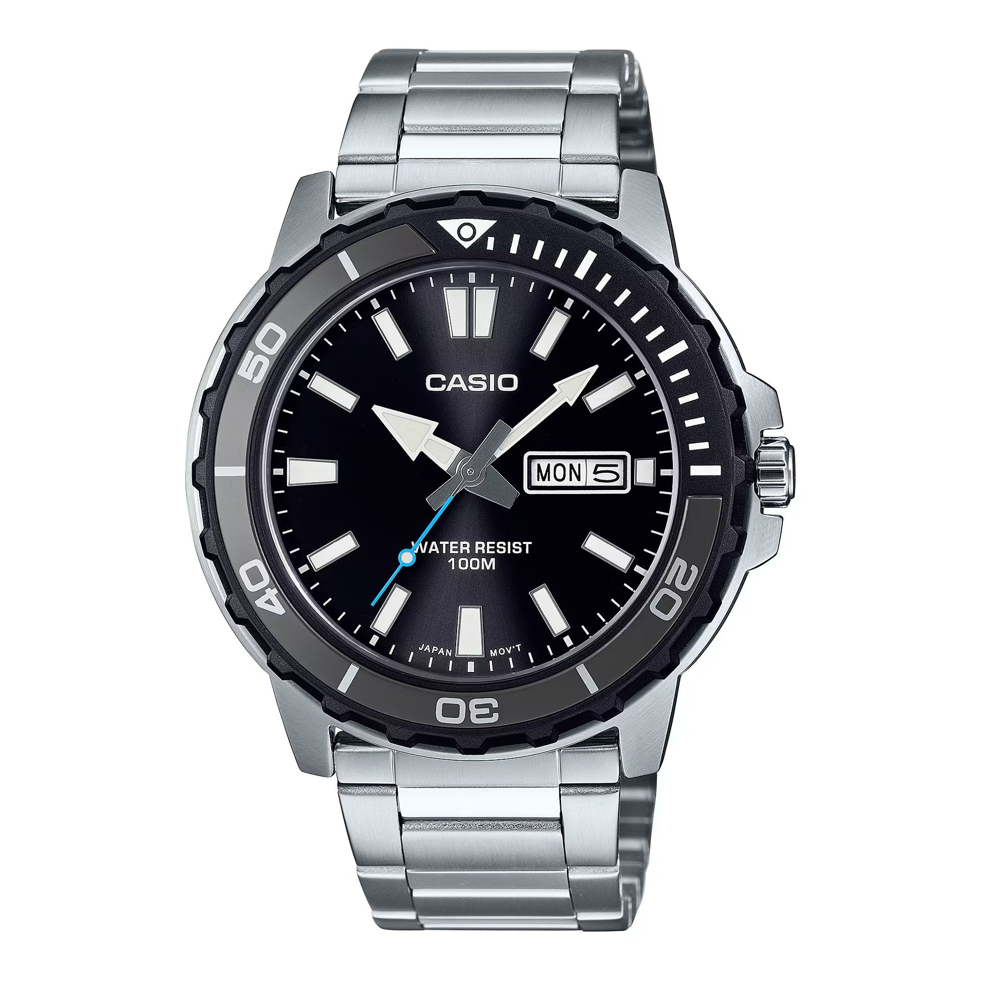 CASIO COLLECTION & VINTAGE DIVER 100M Herren Quarzuhr Schwarz 45.5 mm – Produktansicht