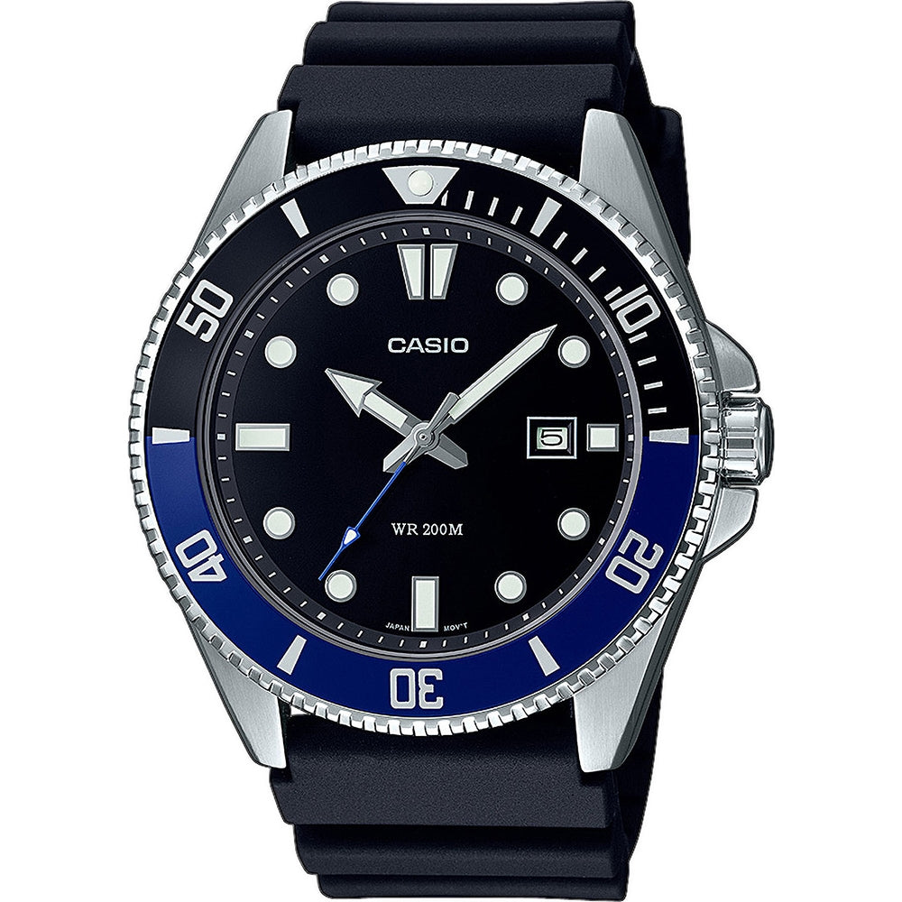 CASIO COLLECTION & VINTAGE DIVER 200M MDV-107-1A2VEF Schwarze Herrenarmbanduhr 44 mm – Detailansicht