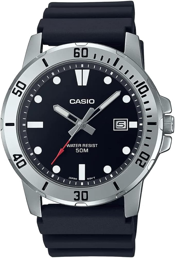 CASIO COLLECTION & VINTAGE DIVER 50M - BLACK MTP-VD01-1EVUDF Herren Quarzuhr schwarz 45 mm – Produktansicht