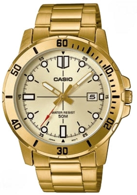CASIO COLLECTION & VINTAGE DIVER 50M - FULL GOLD MTP-VD01G-9EVUDF Date Armbanduhr 45 mm Gold