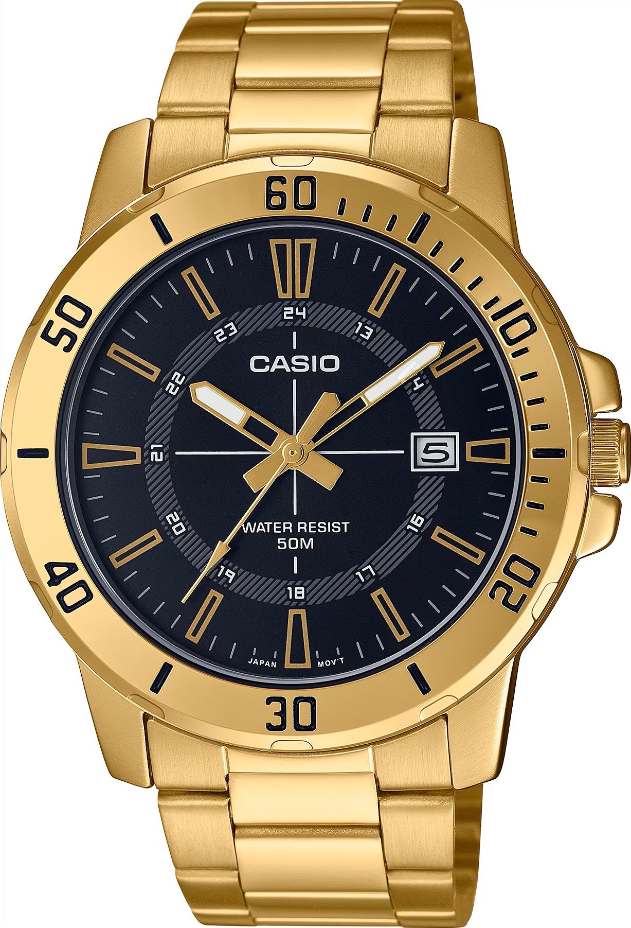CASIO COLLECTION & VINTAGE Diver 50M Gold schwarz Herren Quarzuhr 45 mm – Produktansicht