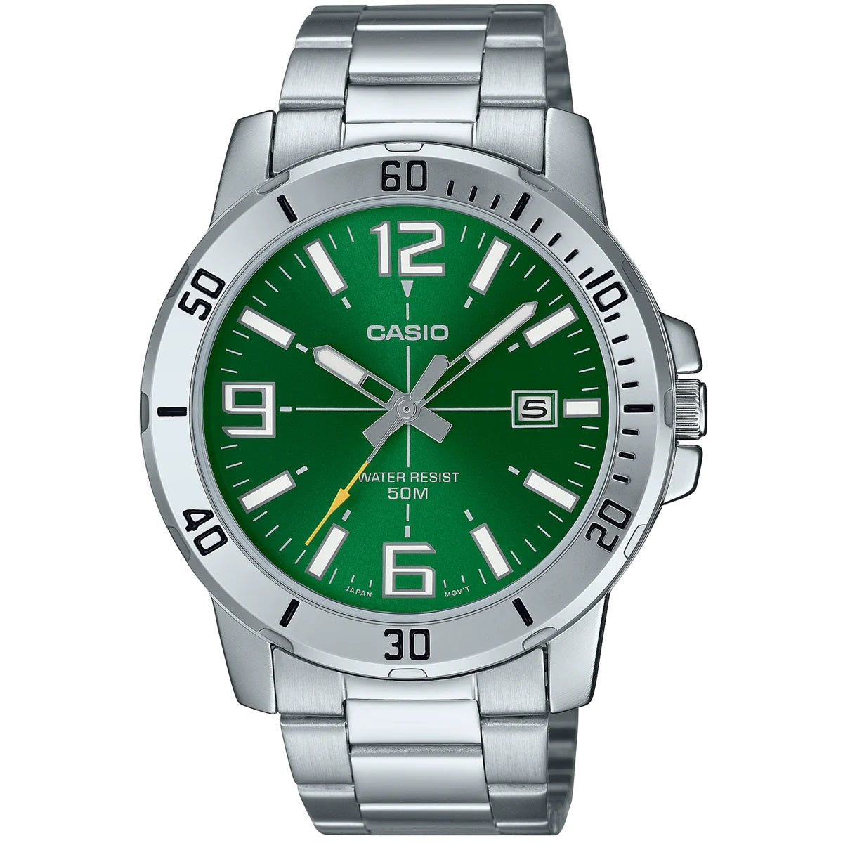 CASIO COLLECTION & VINTAGE DIVER 50M - GREEN MTP-VD01D-3BVUDF Herrenquarzuhr Grün 45 mm – Produktansicht
