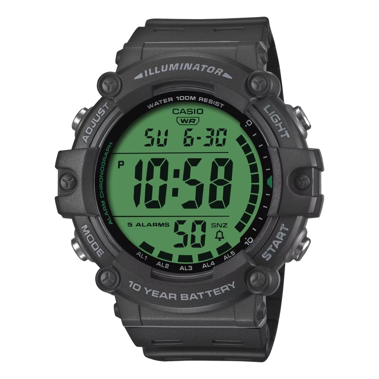 CASIO COLLECTION & VINTAGE Diver Illuminator Worldtime Herren-Armbanduhr Schwarz 51 mm – Detailansicht