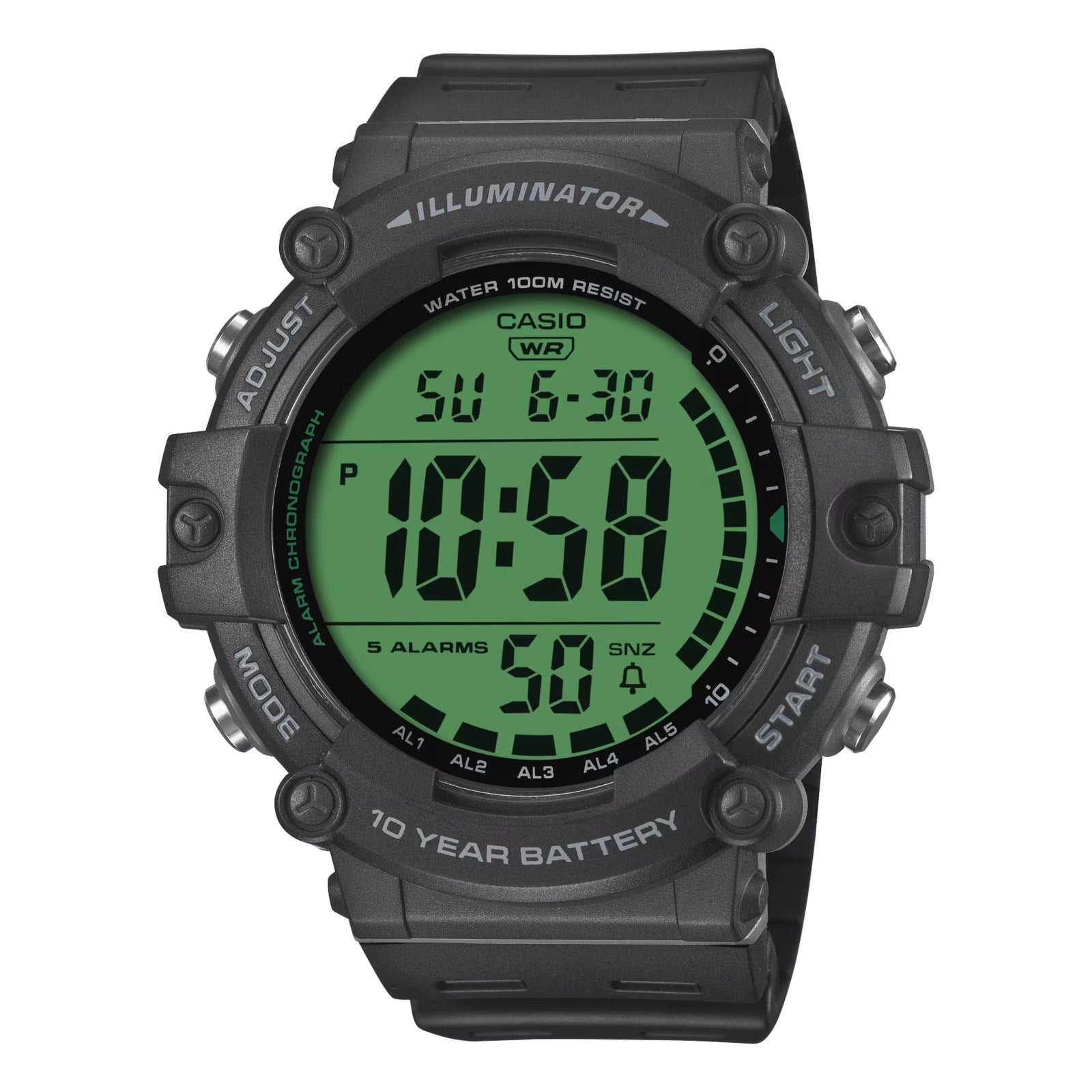 CASIO COLLECTION & VINTAGE Diver Illuminator Worldtime Herren-Armbanduhr Schwarz 51 mm – Detailansicht