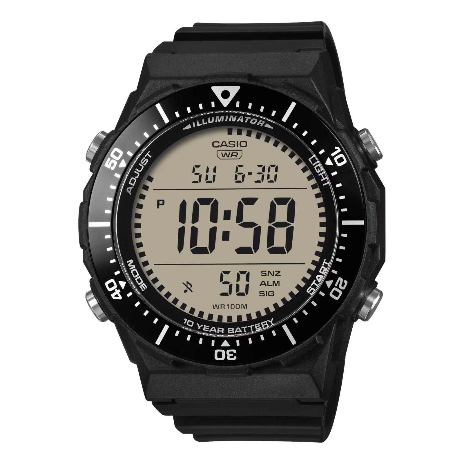 CASIO COLLECTION & VINTAGE DIVER New Case LCD Schwarz AE-1700H-1AVEF Multifunktion Armbanduhr 47 mm – Detailansicht