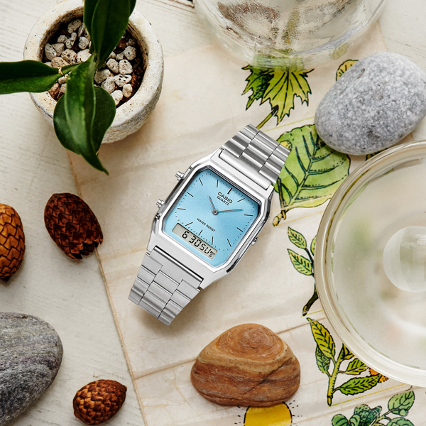 CASIO COLLECTION & VINTAGE AQ-230A-2A1MQYES Sonnenbrille Blau Unisex UV400 – Produktansicht