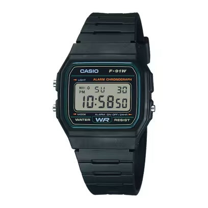 CASIO COLLECTION & VINTAGE F-91 RESIN STRAP - GREEN FRAME F-91W-3DG Multifunction Armbanduhr 35 mm Grün