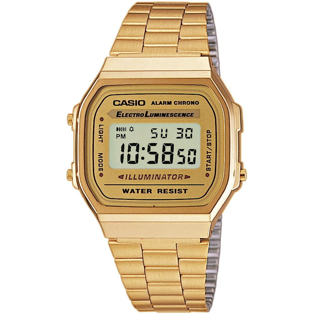 CASIO COLLECTION & VINTAGE ICONIC ALL GOLD A168WG-9EF multifunktionale Unisex Armbanduhr Gold 36 mm – Produktansicht