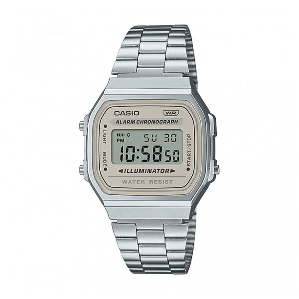 CASIO COLLECTION & VINTAGE ICONIC CREAM A168WA-8AYES Multifunktion Armbanduhr 36 mm – Seitenansicht